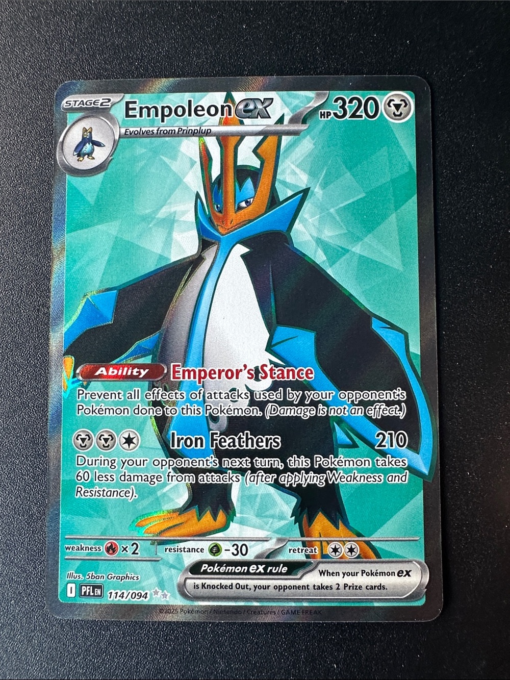Empoleon EX 114/094 Ultra Rare Phantasmal Flames Pokemon Card Holo Full Art NM